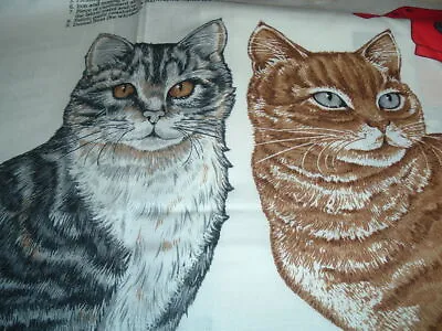 Vtg 90s Hallmark Gray & Orange Tabby Kitty Cats Applique Fabric Panel #PB5 • $18.99