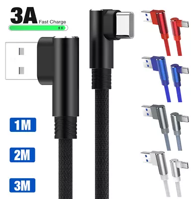 1M 2M 3M Right Angled Fast Charging USB Charger Cord Lead Data Cable For Samsung • $7.88