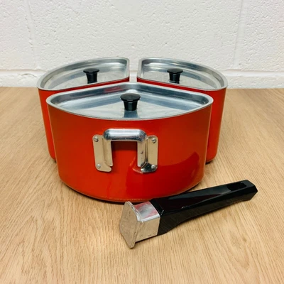 £39.95 • Buy Meyer Triple Pans Camping / Caravan Cooking 3 Piece Set Metal With Lids & Handle