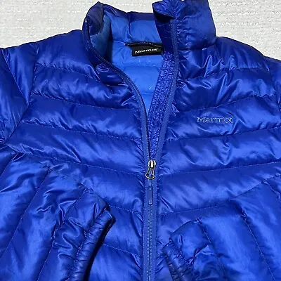 Marmot Down Jacket 700 Fill Womens M Full Zip Quilted Blue Lightweight • $36.50