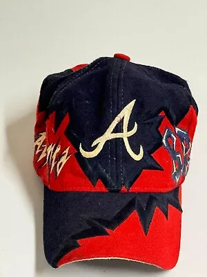 VINTAGE Atlanta Braves Hat Cap Snap Back Blue Red Shockwave Shatter MLB 90s DP • $199.99