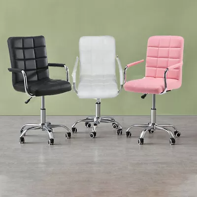 Home Office Chair Leather Computer Desk Chair Adjustable Swivel Chair With Arms • $89.08