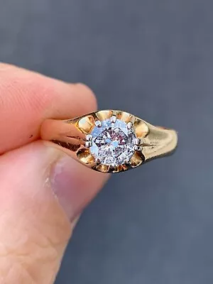 9ct Gold Diamond 1.2ct Solitaire Ring Victorian • £94