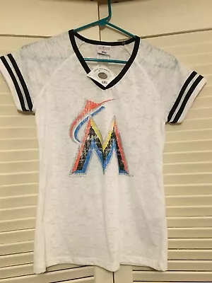 Miami Marlins Shirt Women's Mlb Baseball Sheer Shirt Juniors Size Medium New • $15.99