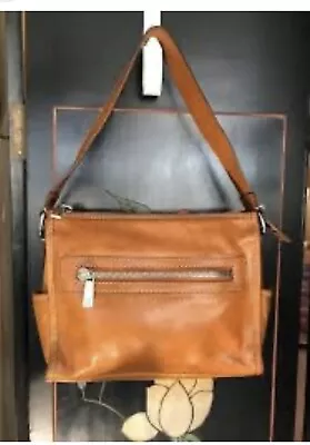 Michael Kors Fulton Hobo Shoulder Genuine Leather Bag Whiskey Brown Vintage • $30