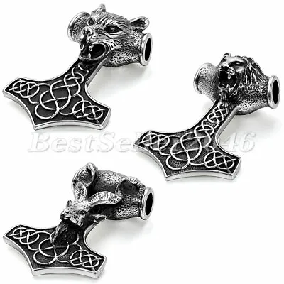 Mens Large Thors Hammer Irish Celtic Knot Pendant Stainless Steel Necklace 22  • $12.99