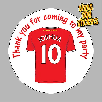 40 Personalised Manchester United Party Stickers Bag Seals Invites Any Name Age • £2.49
