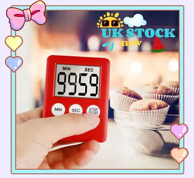 Digital Kitchen Timer Count-Down Up Clock Loud Alarm Magnet Stopwatch • £3.06