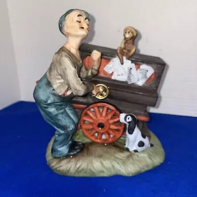 Organ Grinder Player Porcelain Figurine WACO-Sculpture By S. NAKENE-Estate Find • $14