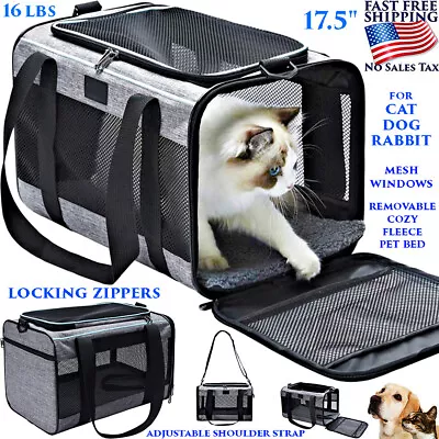 Large Cat Carrier For Large Medium Cats Small Dogs Rabbits Lockable Zippers 16lb • $38.90