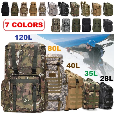 $25.49 • Buy 28/35/40/80/120L Military Tactical Backpack Rucksack Hiking Camping Outdoor Bag