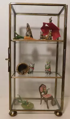 Austrian Vienne Bronze Collection 6pc Cats Frogs Rabbits Curio Case • $759.99