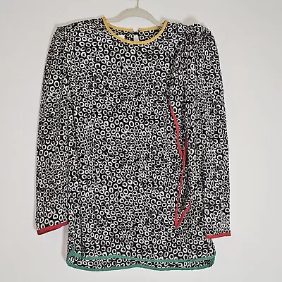 Top Act Blouse Womens 18 Multicolor Black Dot Primary Colors Secretary Side Tie • $32.99