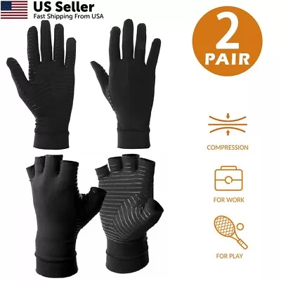 2Pairs Unisex Copper Compression Arthritis Gloves Hand Support Joint Pain Relief • $11.25