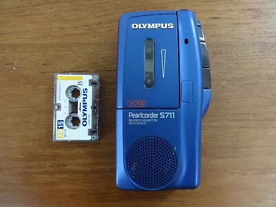 £20 • Buy OLYMPUS PEARLCORDER S711 MICROCASSETTE RECORDER  BLUE And One Used Tape GWO