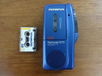 £20 • Buy OLYMPUS PEARLCORDER S711 MICROCASSETTE RECORDER  BLUE And One Used Tape GWO
