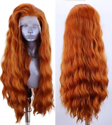 Women Lace Front Wigs Long Wavy Heat Resistant Hair Handtied Fashion Orange • $9.99