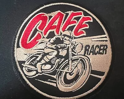 NEW -  3 1/4  CAFE RACER Motorcycle Retro Racing Embroidered Iron On Patch • $4.95