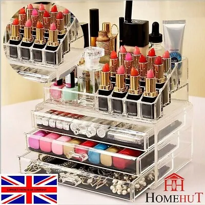 Cosmetic Organiser 16 Position Acrylic Jewellery Make Up Box Storage Case Drawer • £11.95