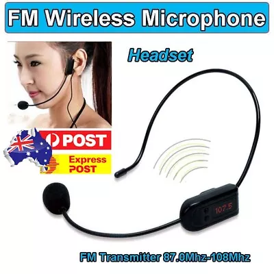 FM Wireless Microphone Headset Megaphone Radio Mic For Loudspeaker • $11.89