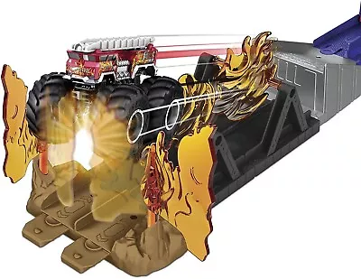 Hot Wheels Monster Truck Fire Through 5 Alarm Track Set By Mattel • $29.99