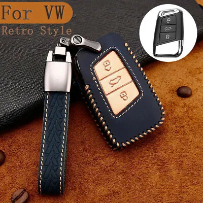 Leather Smart Car Key Case Fob Cover Bag For VW Passat B8 CC Tiguan MK2 Magotan • $26.50