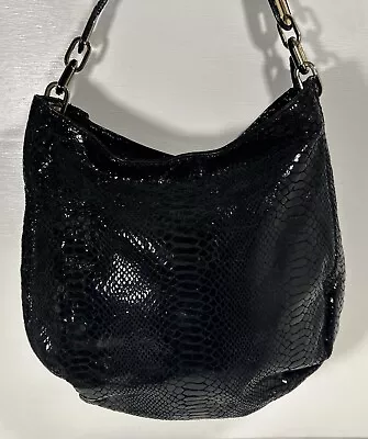 Michael Kors Black Snakeskin Python Lilly  Chain Tote Shoulder Bag Hobo Handbag • $50