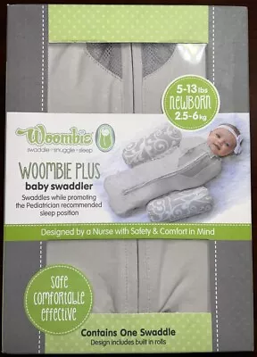 $19.99 • Buy Woombie Plus Baby Swaddler - With Built In Rolls - Grey/White