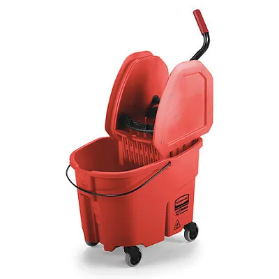 Rubbermaid Commercial Fg757888red 8 3/4 Gal Wavebrake Down Press Mop Bucket And • $171.99