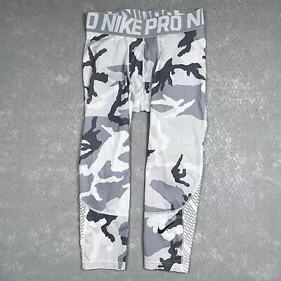 Nike Pro Tights Mens Medium White Gray Camouflage HyperCool Series 848863 • $25.92