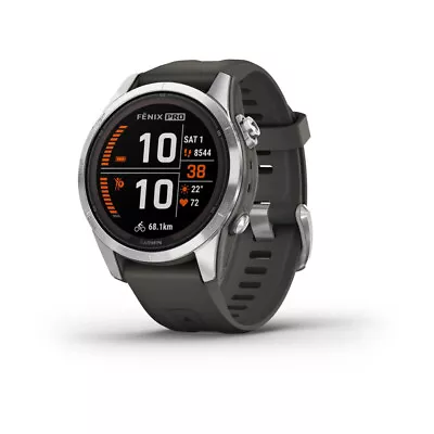 Garmin Fenix 7S Pro Solar Smart Watch - Silver/Graphite Band - 42mm • $1289.95