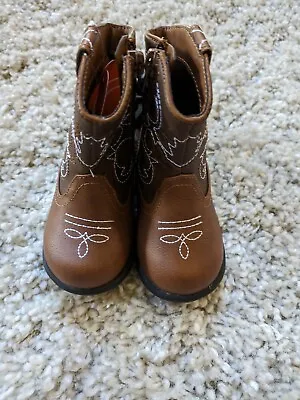 Wonder Nation Baby  Brown Western Boot Size 3 New Boots Embroidered Kids • $25