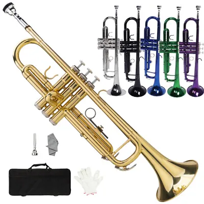 New 6 Colors School Student Band Brass B Flat Bb Trumpet With Case For Beginner • $95.98