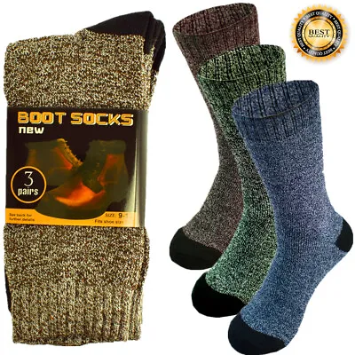 3-12 Pairs Mens Winter Thermal Cushioned Heavy Duty Cotton Work Boots Socks 9-13 • $7.48