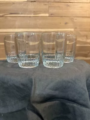 4 Vintage BARREL GLASSES Tumblers ANCHOR HOCKING Mid-Century CLEAR Bonanza • $145