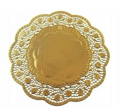 £1 • Buy 1 DECORATIVE Christmas GOLD OPEN PAPER NAPKLE UNDER PLATES 30cm