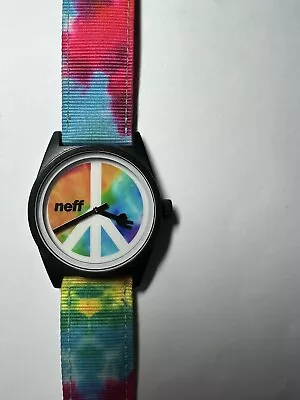 Neff Peace Sign Face & Hour Hand Tie Dye Watch • $18