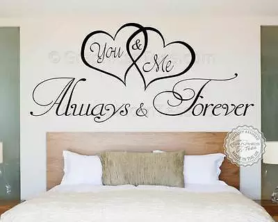 You & Me Always Forever Bedroom Wall Sticker Romantic Love Quote Wall Decal  • £23.99