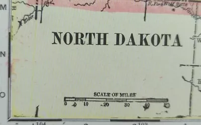 Vintage 1902 NORTH DAKOTA Map 14 X11  ~ Old Antique Original GRAND FORKS MANDAN • $21.56