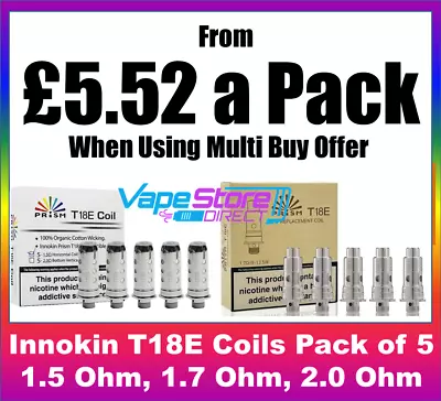 Innokin | T18 E ( T18E ) & T22 E Coils | 1.5 1.7 2.0 Ohm | Pack Of 5🔥 • £6.49