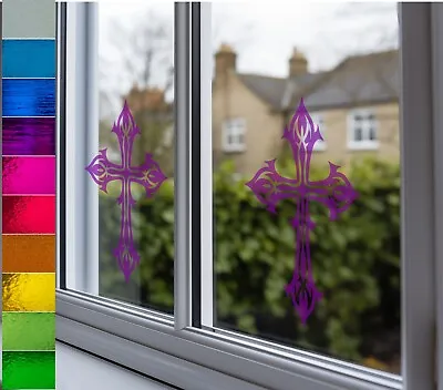 Tribal Cross Pagan Frosted Etch Or Stained Glass Effect Window Sticker Decal T1 • £4.90