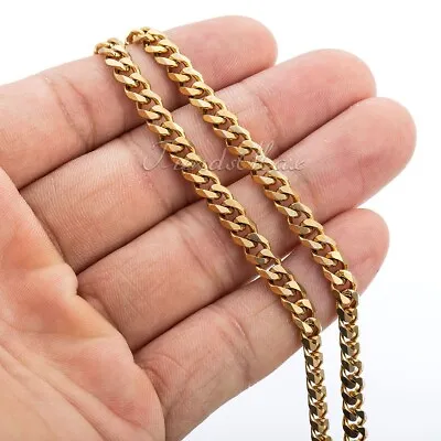 5MM 28  Long Gold Plated Stainless Steel Cuban Curb Link Necklace Mens Chain  • $11.99