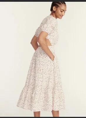 NWT J. Crew Side-cutout Cotton Poplin Dress In Meadow Floral • $98