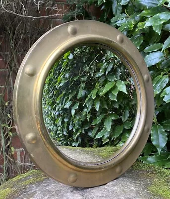 Vintage Lovely Pop Riveted Brass Nautical Ship Porthole Mirror Interior Garden • £3.20