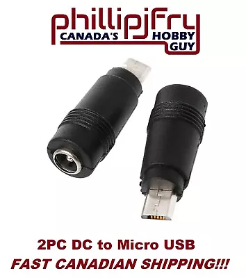 2Pc DC 5.5*2.1mm Female Jack Plug To Micro USB 5pin Male Power Fry The Hobby Guy • $2.18