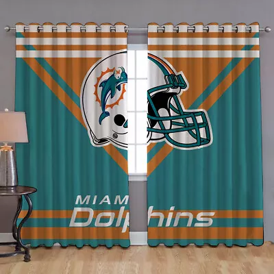 Miami Dolphins Curtains Pattern Window Curtains • $56.99