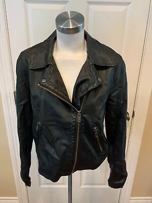 Anthropologie Black Vegan Leather Moto Jacket Size Large • $41.20