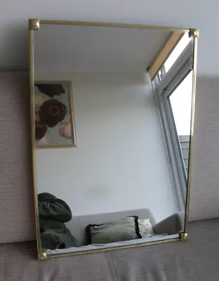 Vintage Brass Rectangular Mirror Corner Detail Horizontal Or Vertical Fixings • £29.99