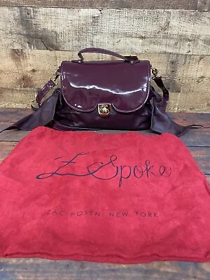 $99.99 • Buy Z SPOKE By Zac Posen Purple Leather Tote Handbag Purse Tie Bows NOS