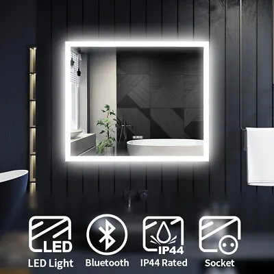 Elegant LED Bathroom Mirror With Shaver Socket Wall Mounted IP44 More Choice • £115.99